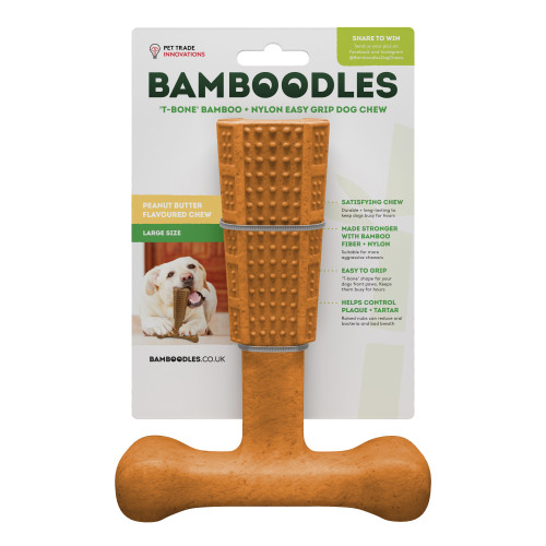 Bamboodles T-Bone Chew Toy Large Peanut Butter 7"