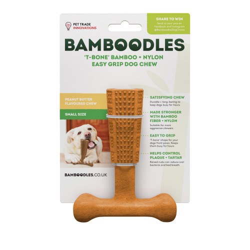 Bamboodles T-Bone Chew Toy Small Peanut Butter 4"