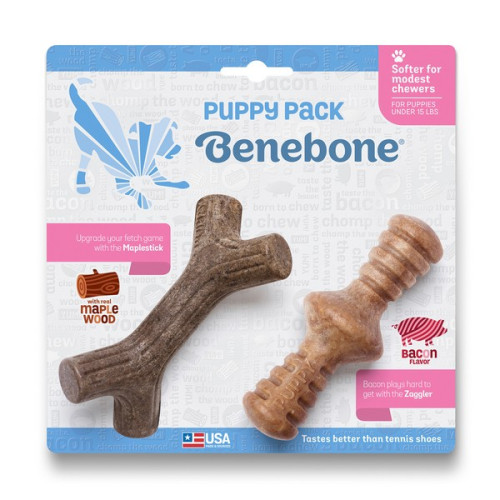 Benebone Puppy 2-Pack Maplestick/Zaggler Bacon Tiny