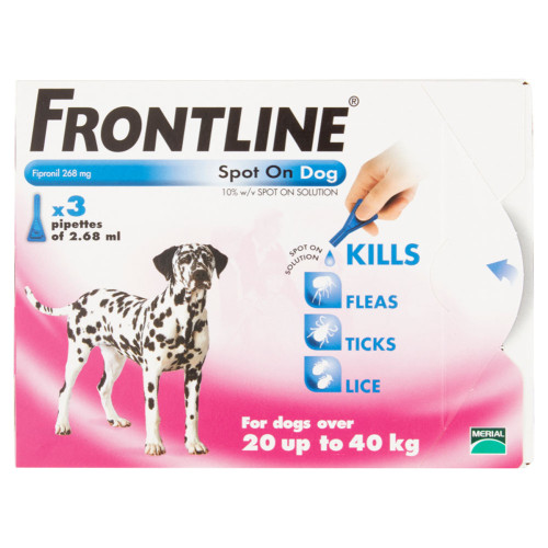 Frontline Spot On For Large Dogs (20-40kg) 3 Pipettes