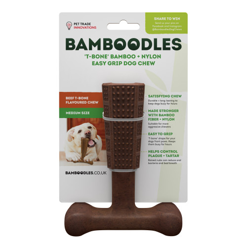 Bamboodles T-Bone Chew Toy Medium Beef 6"